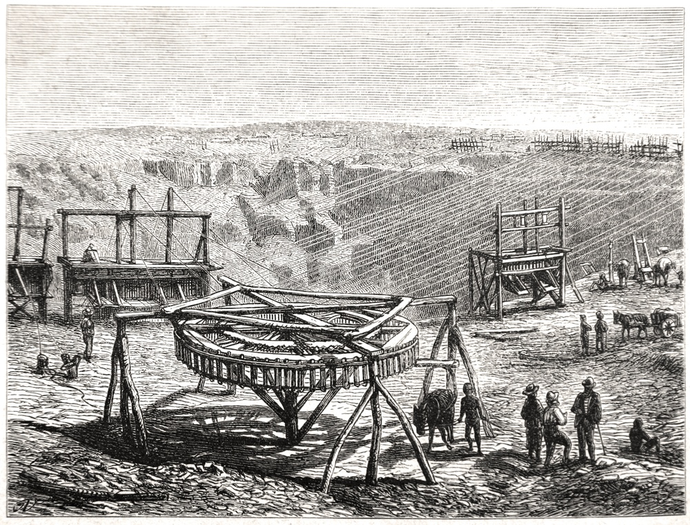 Historical diamond mining illustration