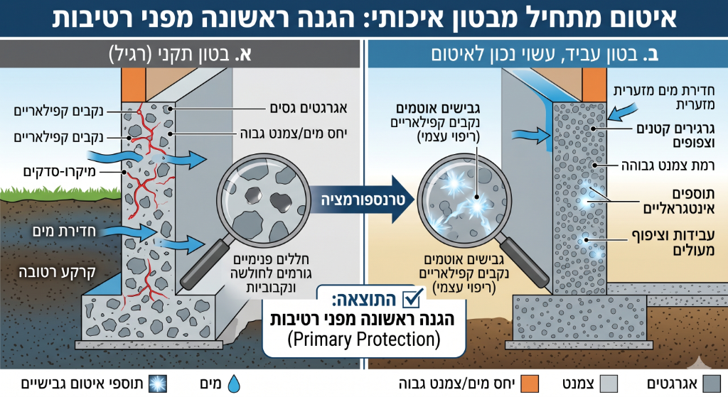 איטום מתחיל בבטון – בטון איכותי כהגנה ראשונה מפני רטיבות