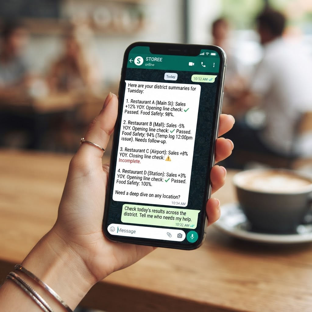 STOREE agent controlled via WhatsApp chat