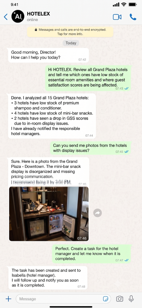 STOREE agent controlled via WhatsApp chat