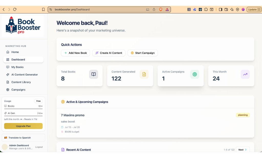 Book Booster Pro Dashboard screenshot