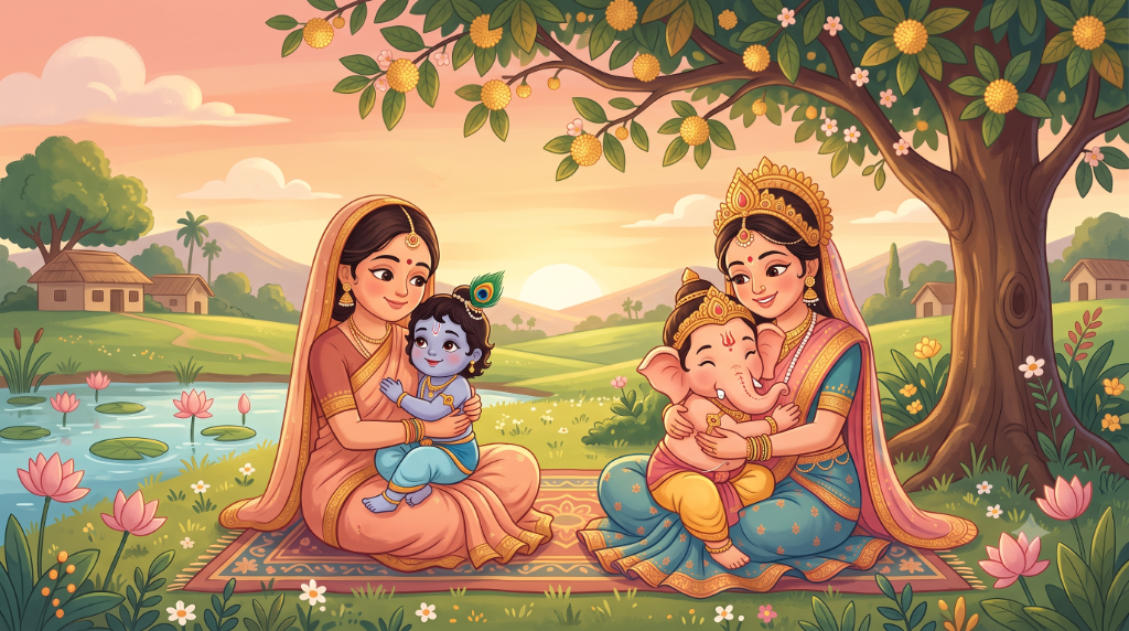 The Great Mothers of Hindu Mythology: Timeless Lessons on Love, Patience, and Strength - Hindu mythology story blog post from Divine Tales for Kids