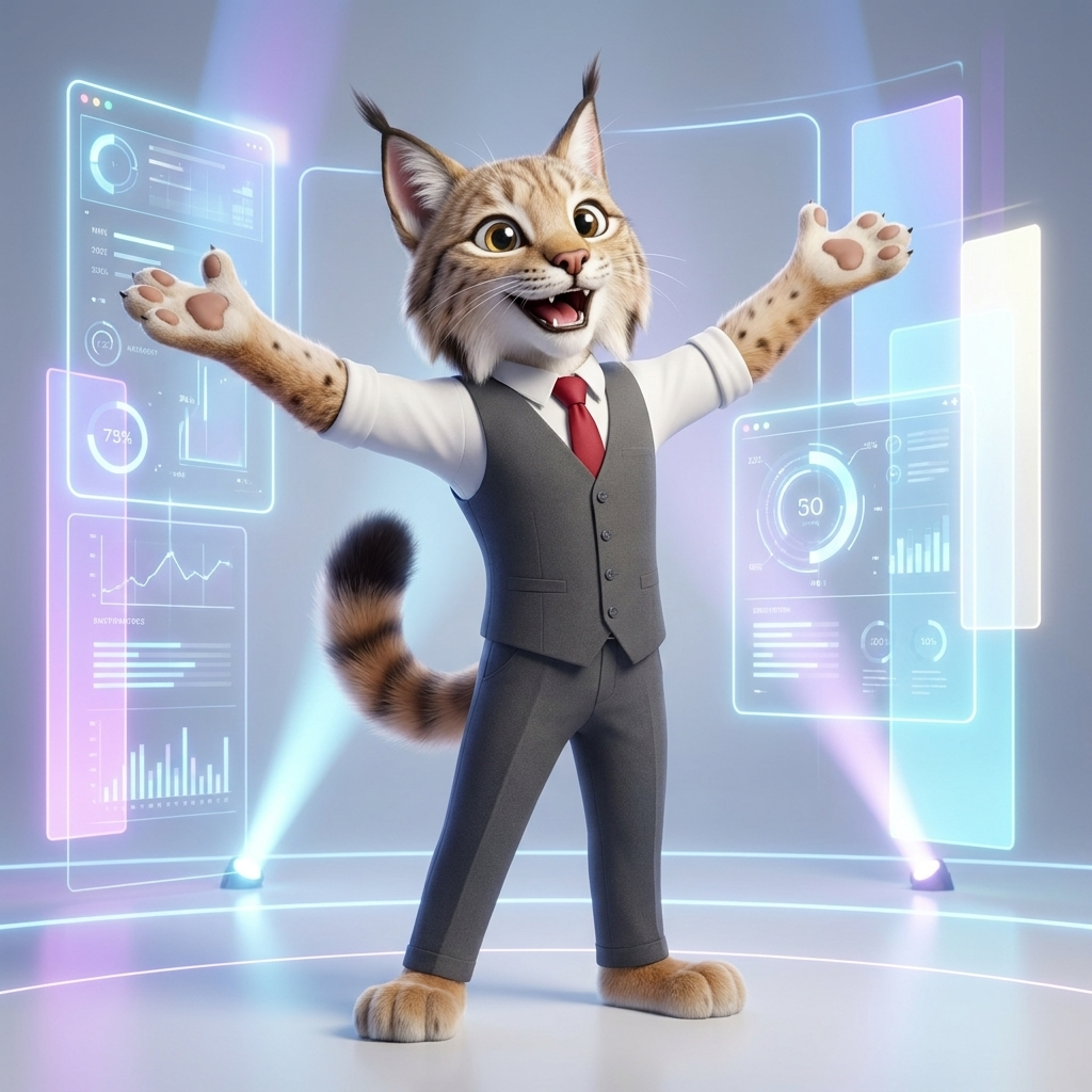 Lynx mascot welcoming learners