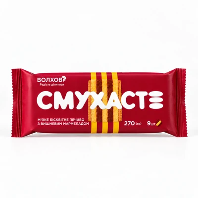 Печиво "М'яке "Смухасте" з вишневим мармеладом" в упаковці (270 г)
