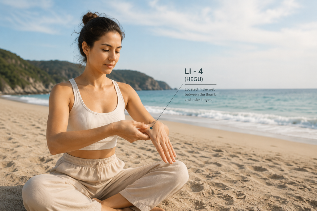 Acupressure technique demonstration - LI4 point