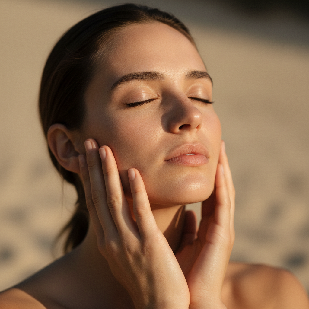 Person gently releasing jaw tension