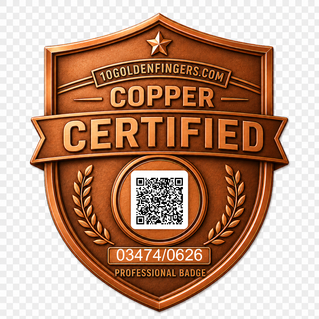 Copper generated badge with business QR code