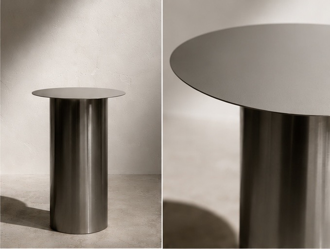 CYL Ø200 שולחן צד נירוסטה — עיצוב אדריכלי פיסולי, Studio MA REN ישראל