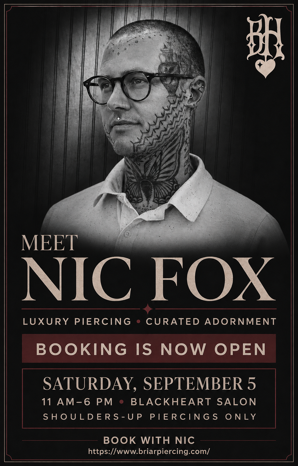 Nic Fox — luxury piercing pop-up at Blackheart Salon