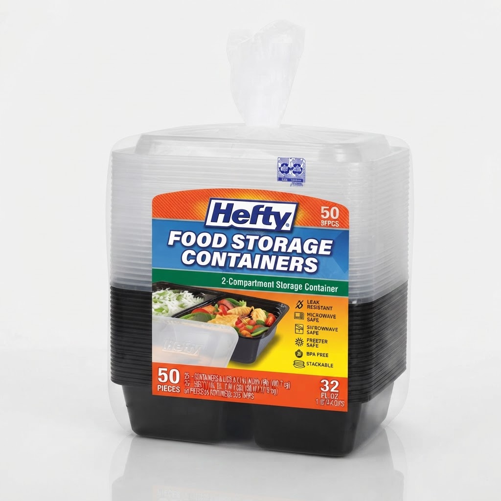 HEFTY FOOD STORAGE TWO COMPARTEMENT 50PCS - Thumbnail 3