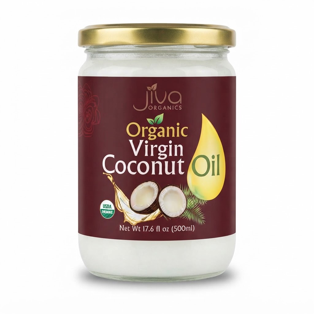 JIVA ORGANIC COCONUT OIL 500ML/17.6OZ