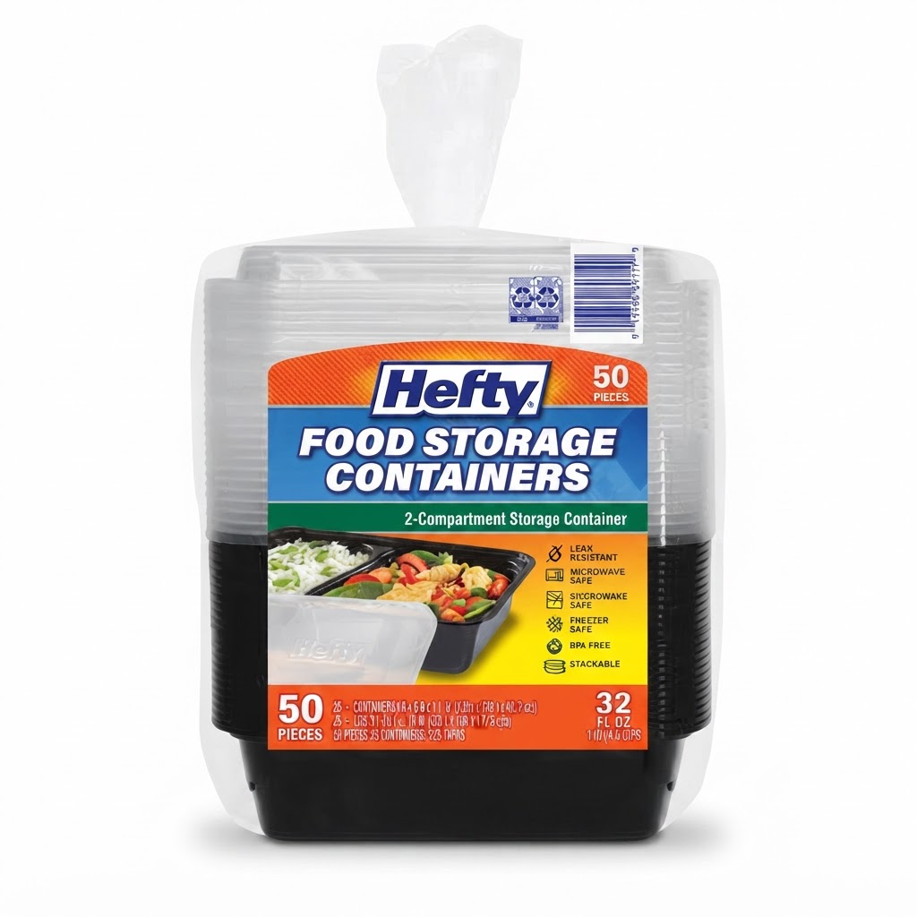 HEFTY FOOD STORAGE TWO COMPARTEMENT 50PCS
