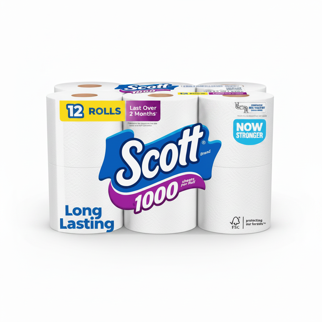 SCOTT TOILET PAPER 12 DOUBLE ROLLS - Thumbnail 3