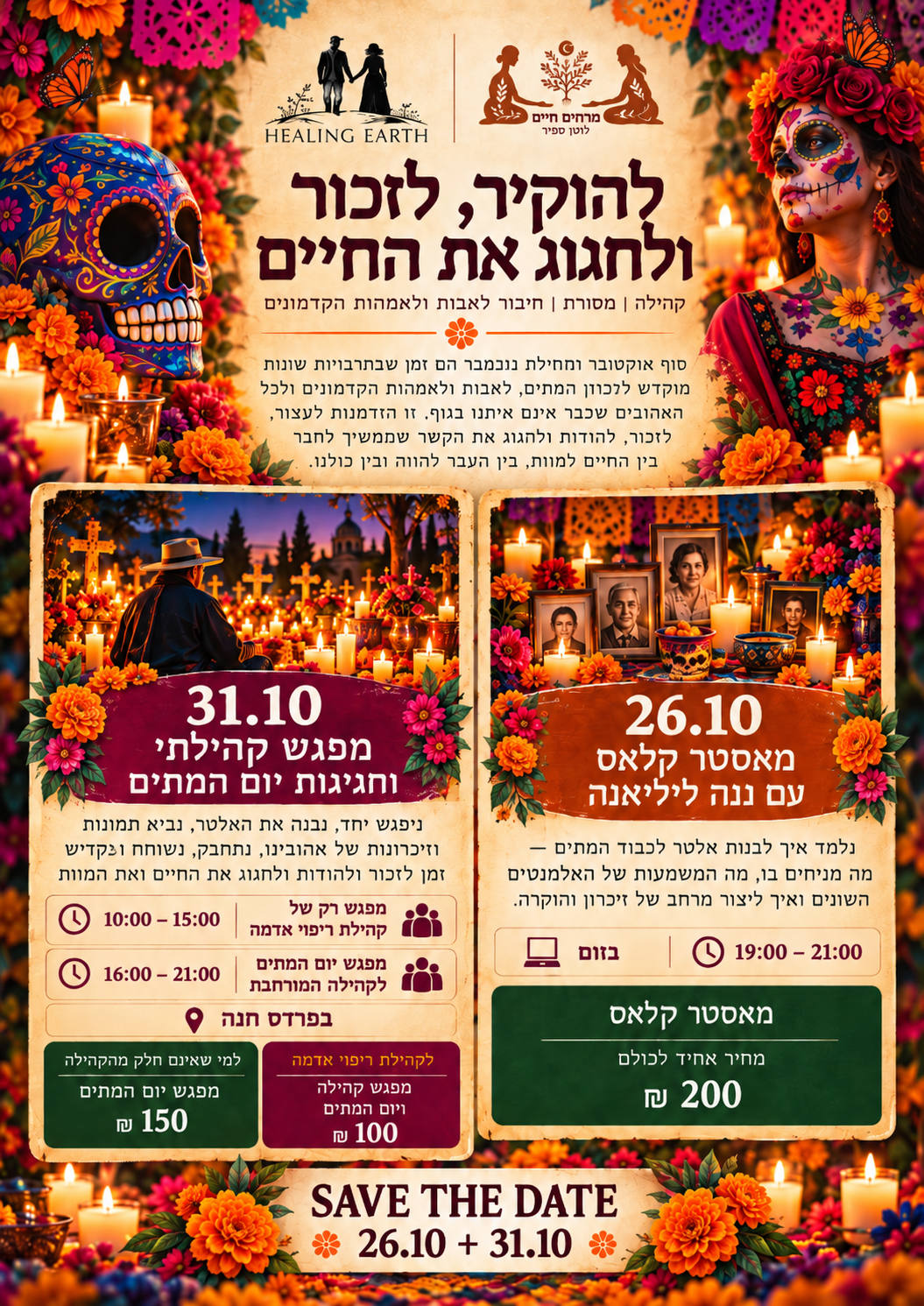 להוקיר, לזכור ולחגוג את החיים - 26.10 ו-31.10