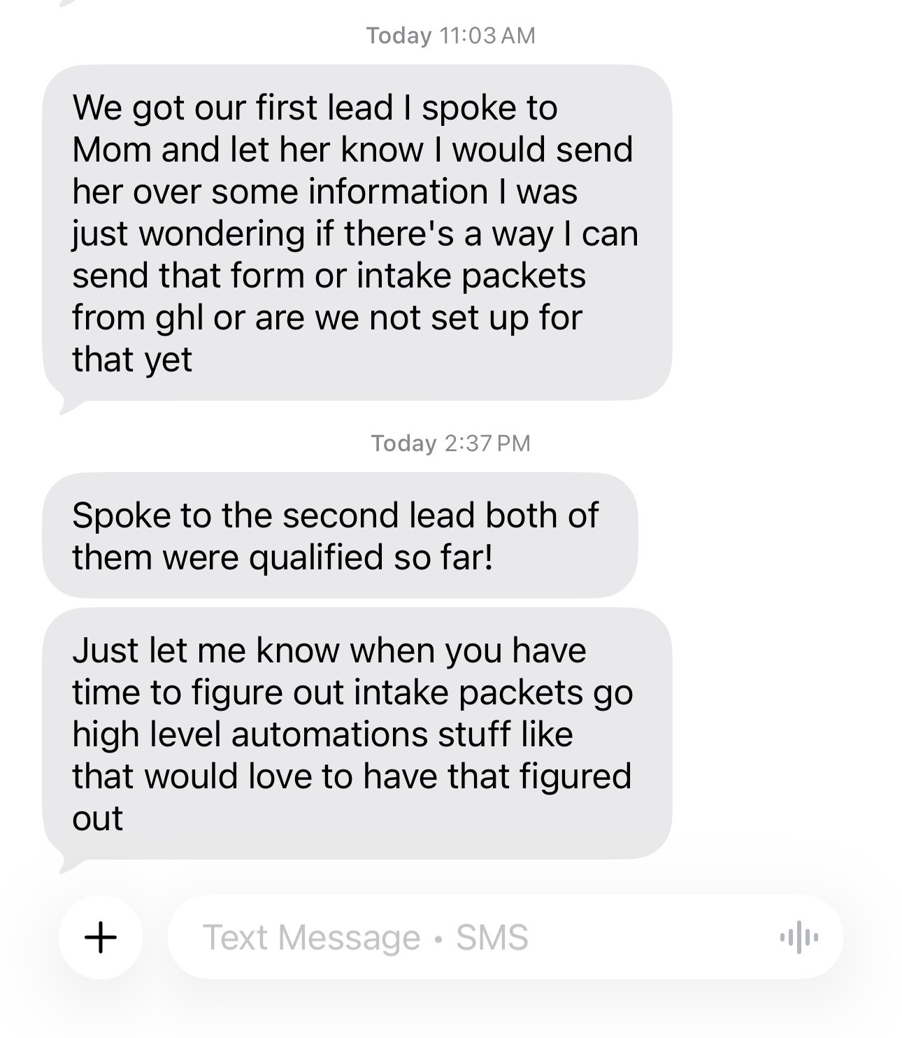 Two Qualified Leads — First Day