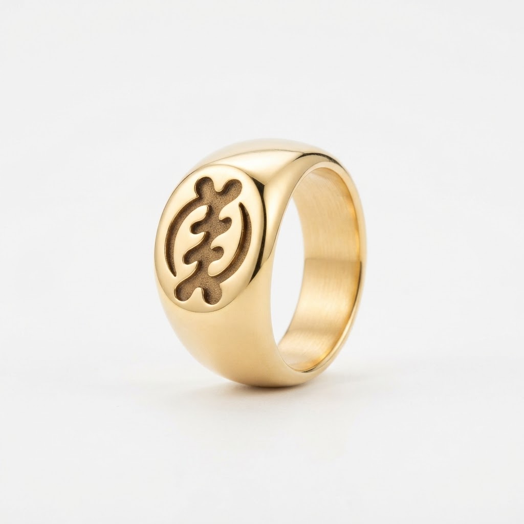 Adinkra Symbol Gold Ring