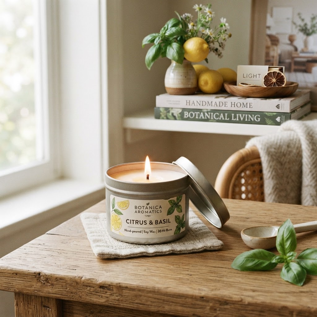 Citrus & Basil Travel Tin Candle