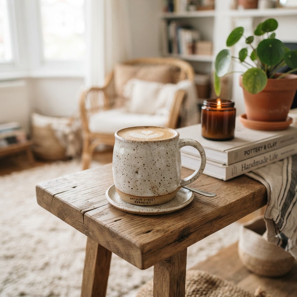 Hand-Thrown Speckled Ceramic Mug