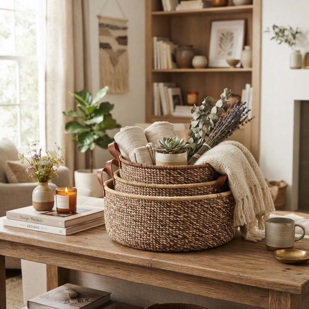 Artisanal Speckled Nesting Baskets