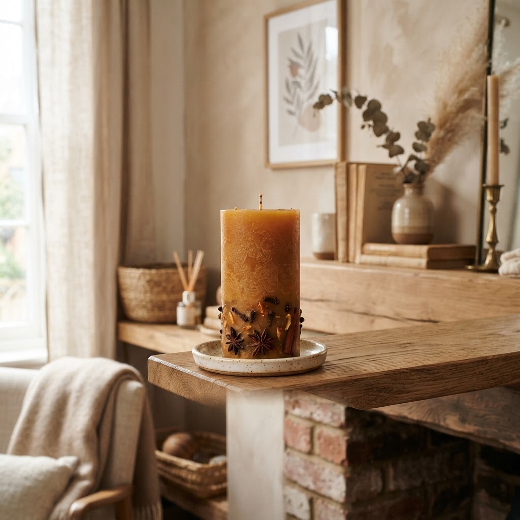 Spiced Amber Pillar Candle