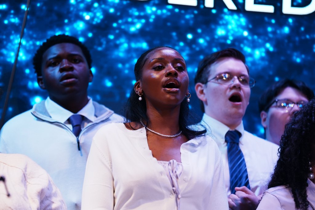 Worship team singing together