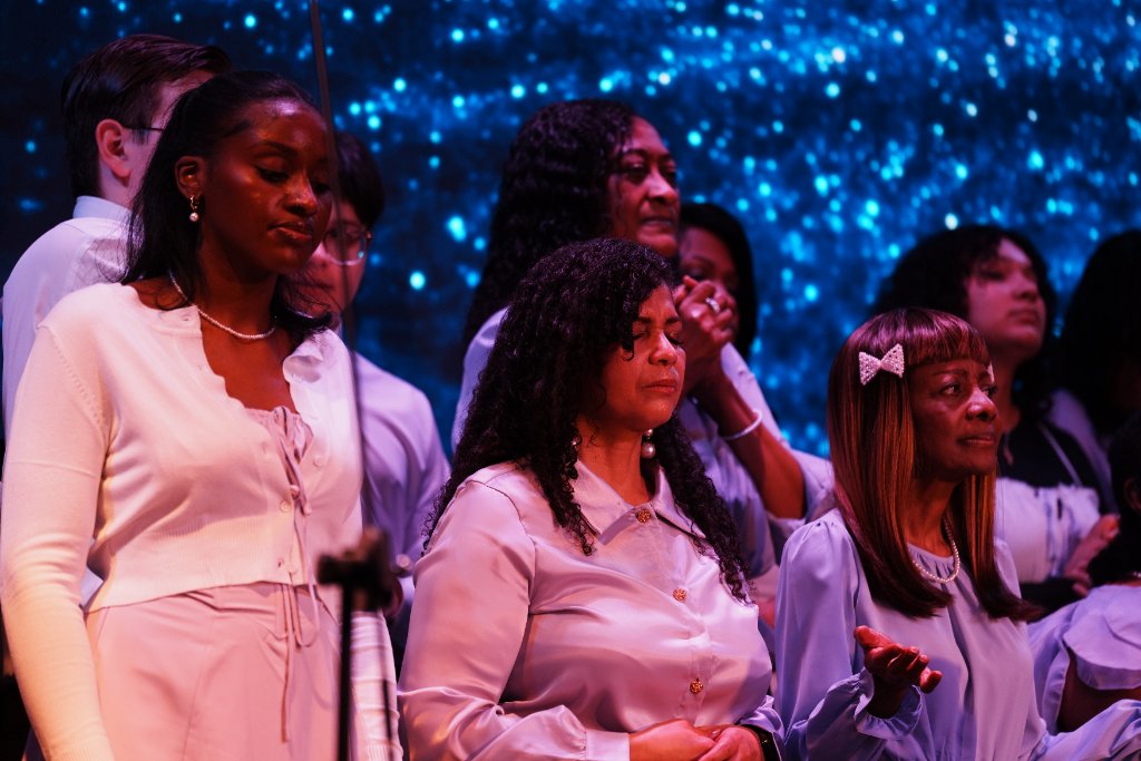 Worship team in prayer