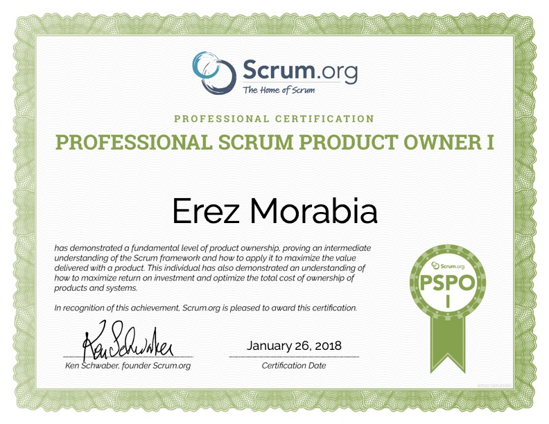 Professional Scrum Product Owner I (PSPO I)