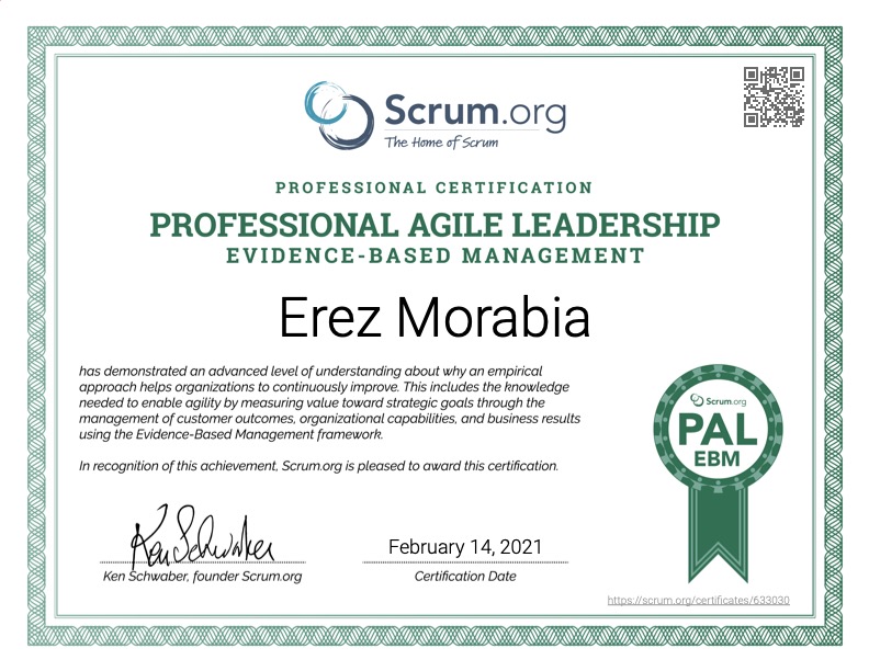 Professional Agile Leadership – EBM (PAL-EBM)