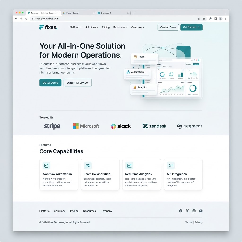 Illustrative website concept for fixes.com