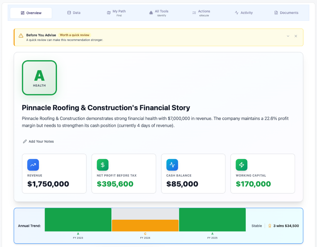 Client Overview - Financial Health Dashboard