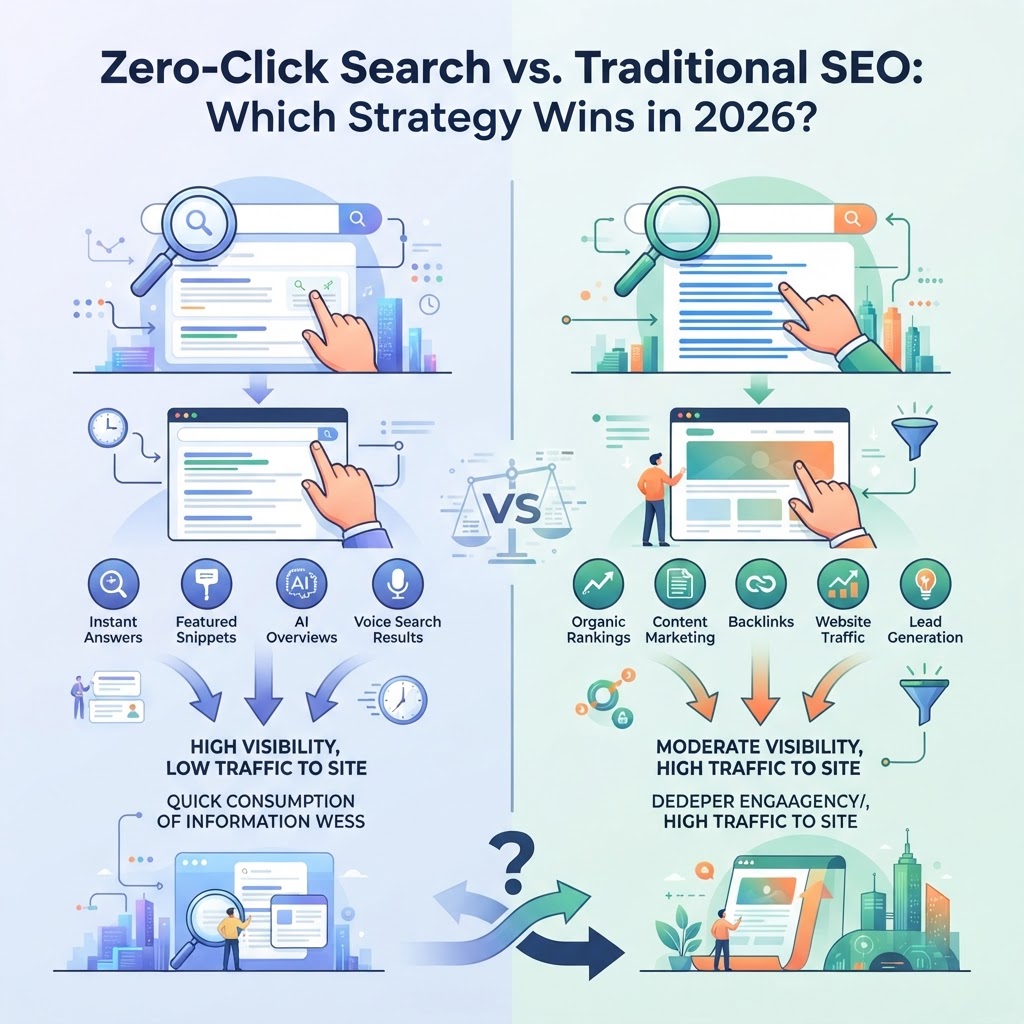 Zero-Click Search vs. Traditional SEO: Which Strategy Wins in 2026? - detailed illustration