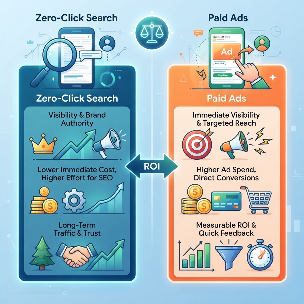 Zero-Click Search vs. Paid Ads - Which is Better for ROI? - detailed illustration