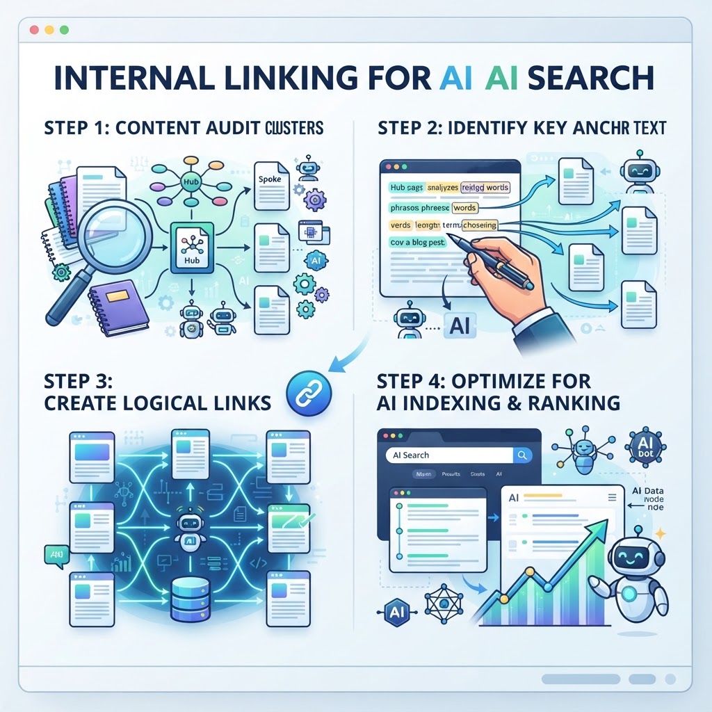 Complete Guide to Internal Linking for AI Search - Step by Step - detailed illustration