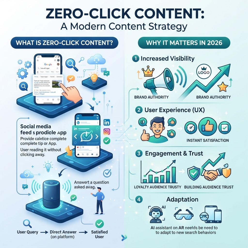 What is Zero-Click Content and Why It Matters in 2026 - detailed illustration