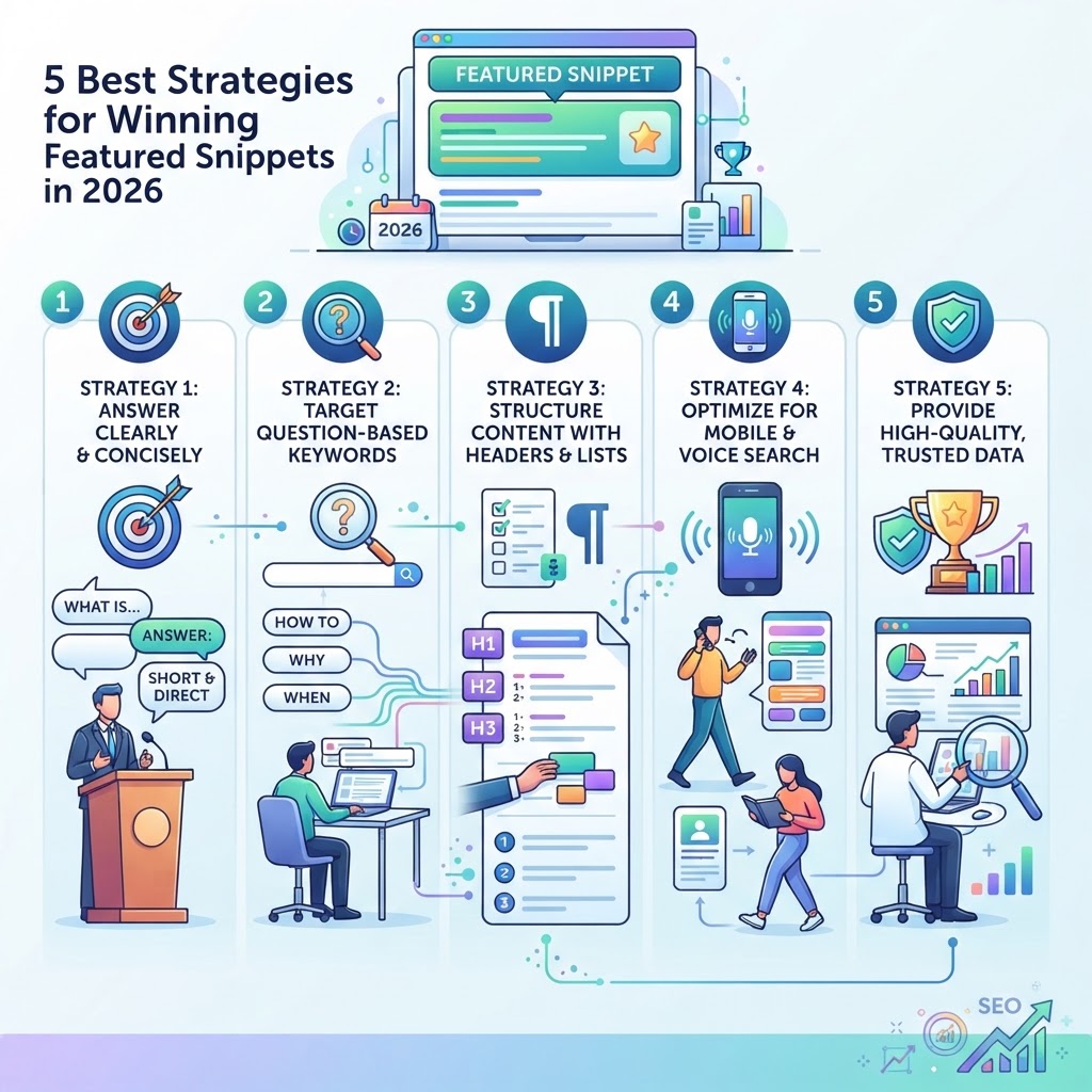 5 Best Strategies for Winning Featured Snippets in 2026 - detailed illustration