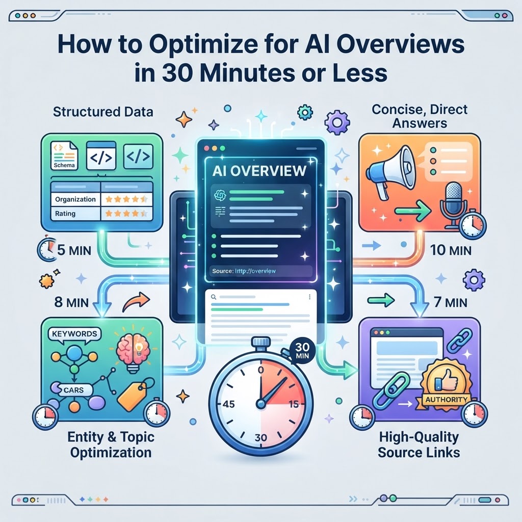 How to Optimize for AI Overviews in 30 Minutes or Less - detailed illustration