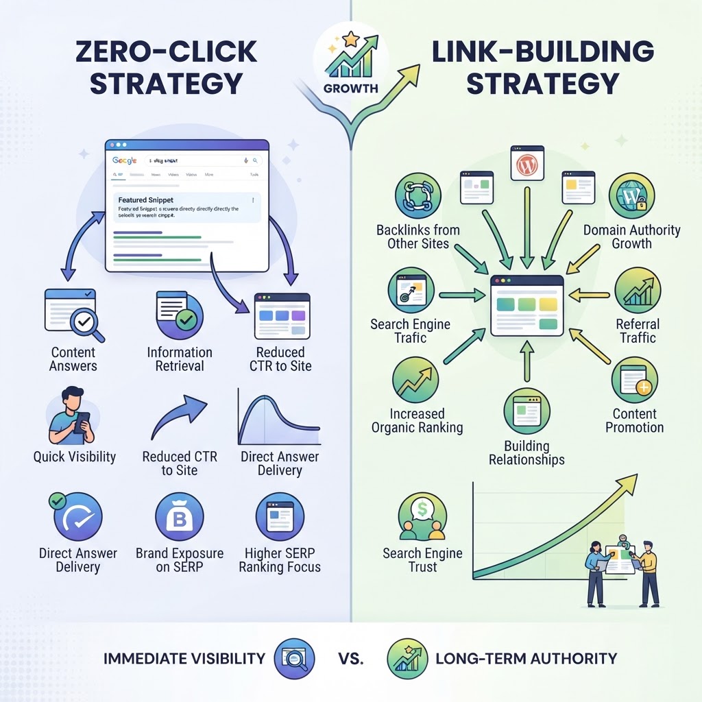 Zero-Click Strategy vs. Link-Building: Which is Better for Growth? - detailed illustration