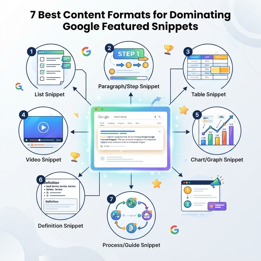 7 Best Content Formats for Dominating Google Featured Snippets - detailed illustration