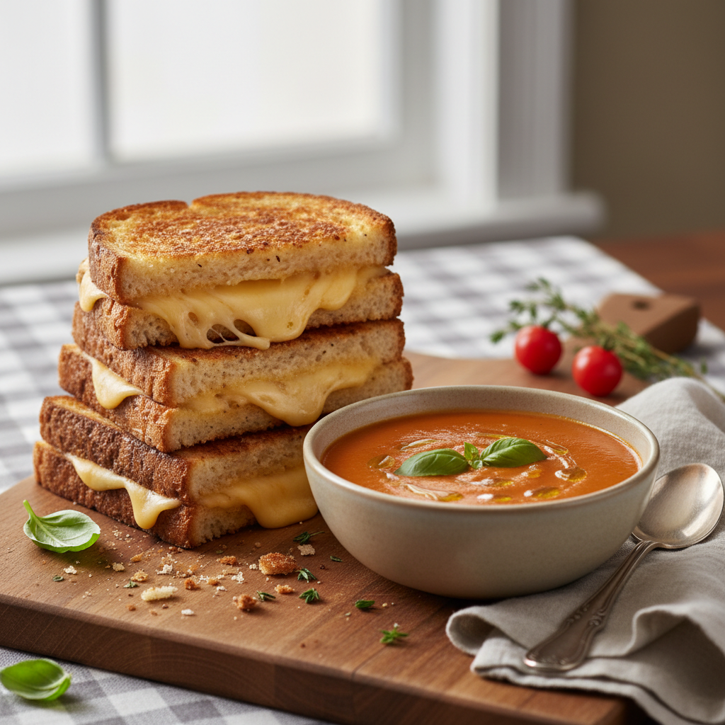 Grilled Cheese Sandwich with Tomato Soup