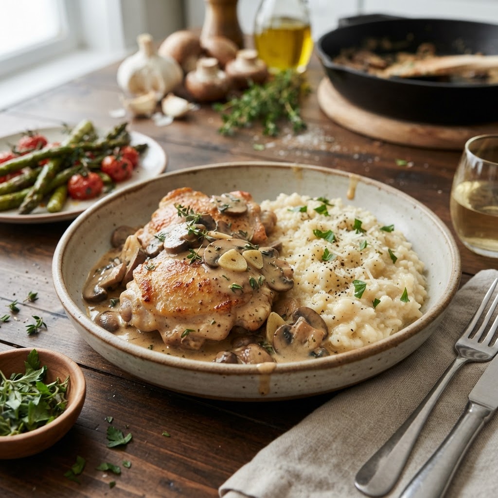 Garlic Chicken and Mushroom Cream Sauce