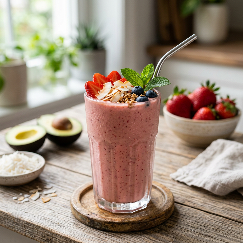 Coconut Strawberry Protein Smoothie