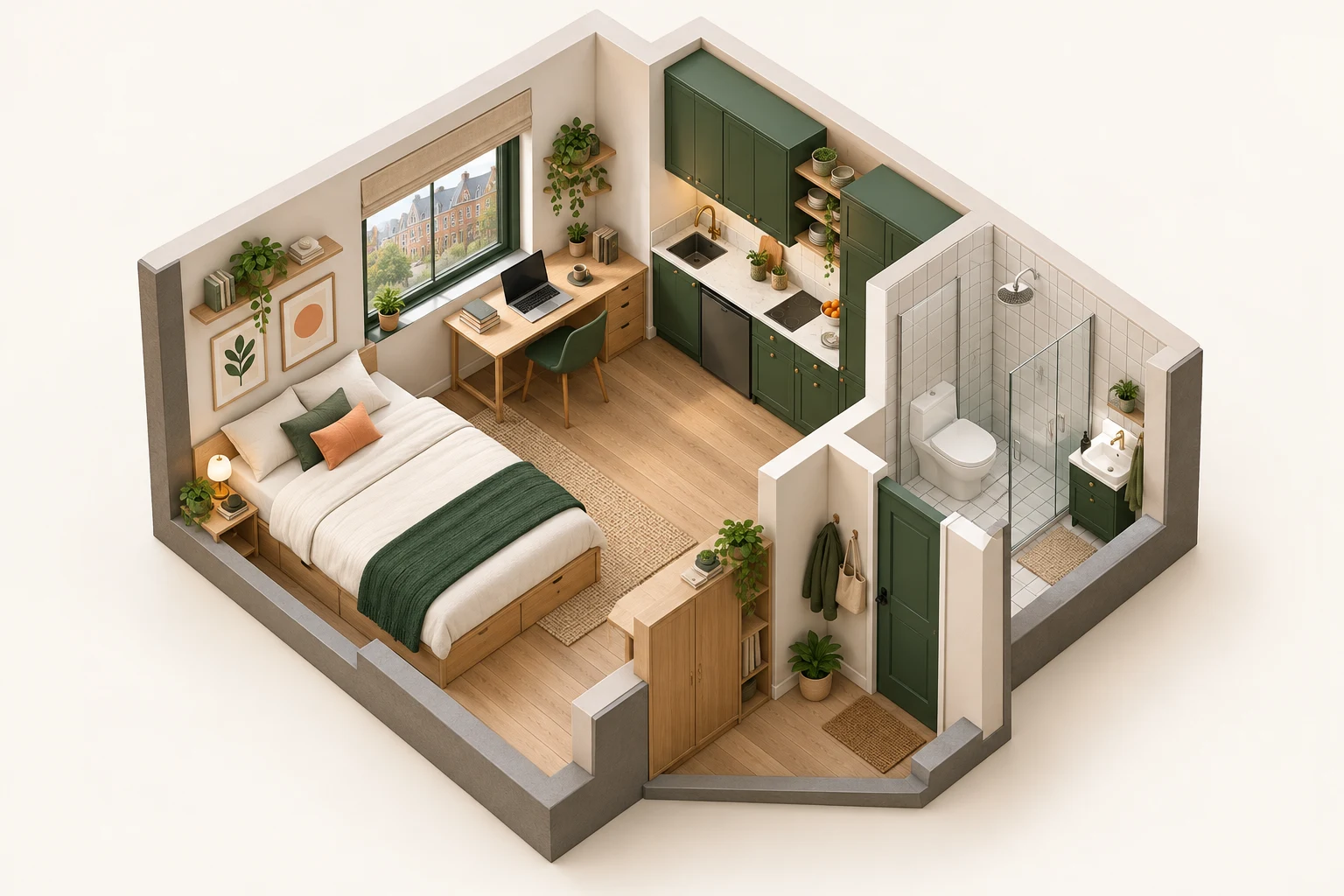 3D illustration of a neat student studio