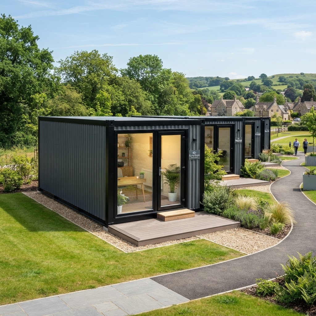 Modern 20ft office pod at Castlefield Campus, Reigate