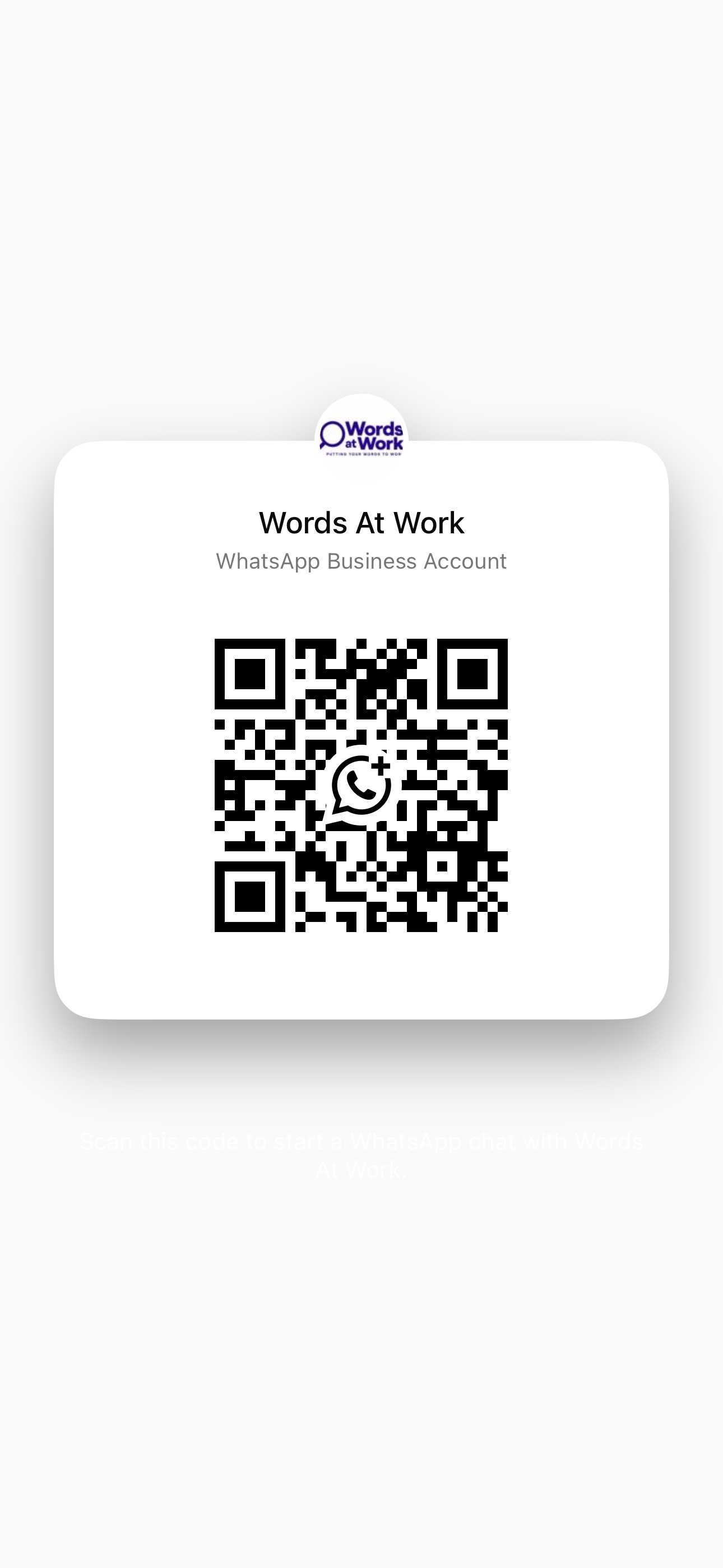 Words at Work WhatsApp Business QR code