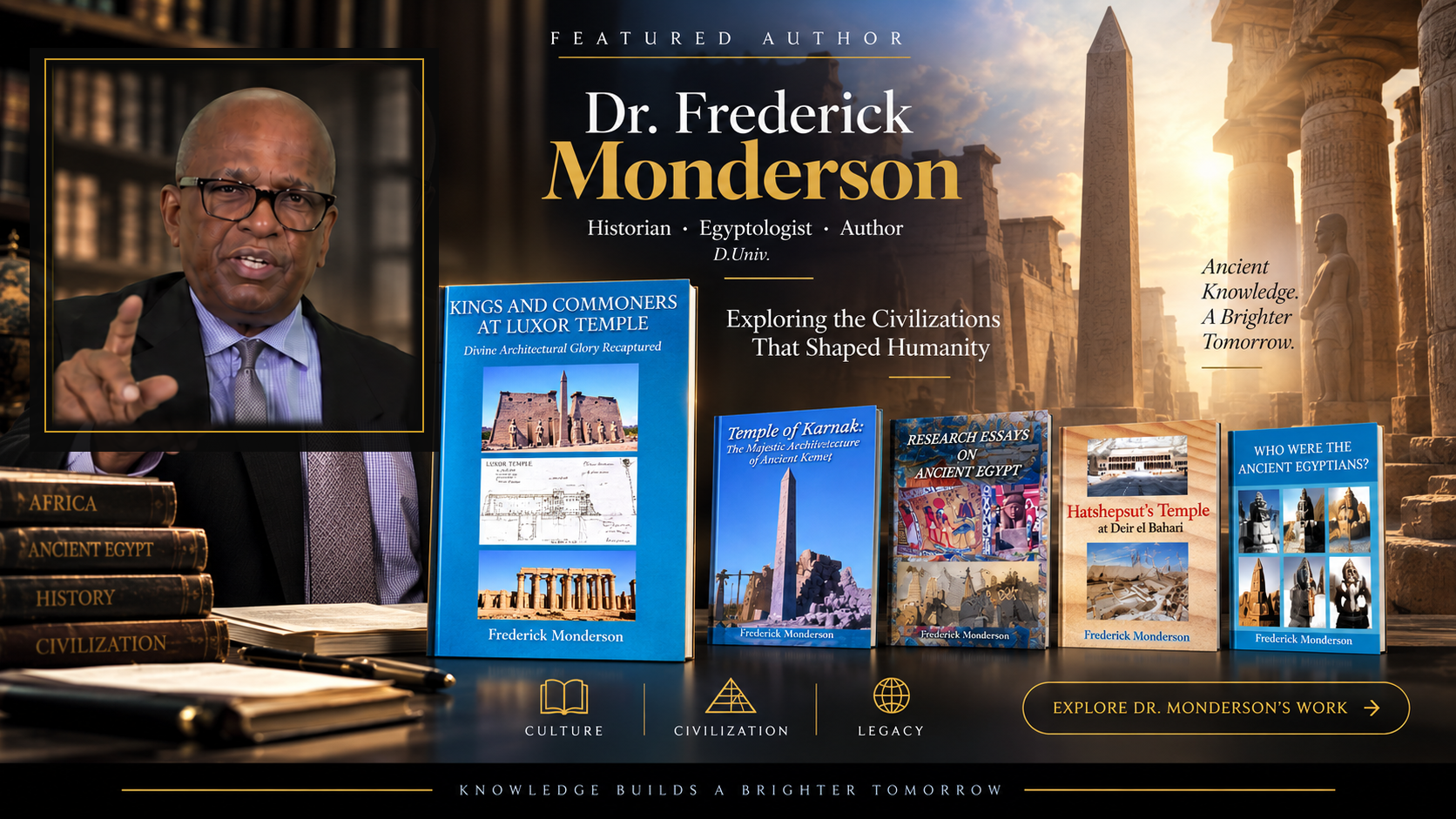 Featured Author — Dr. Frederick Monderson, Historian, Egyptologist, and Author. Exploring the Civilizations That Shaped Humanity.