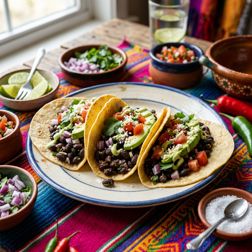 Vegan Mexican Black Bean Tacos