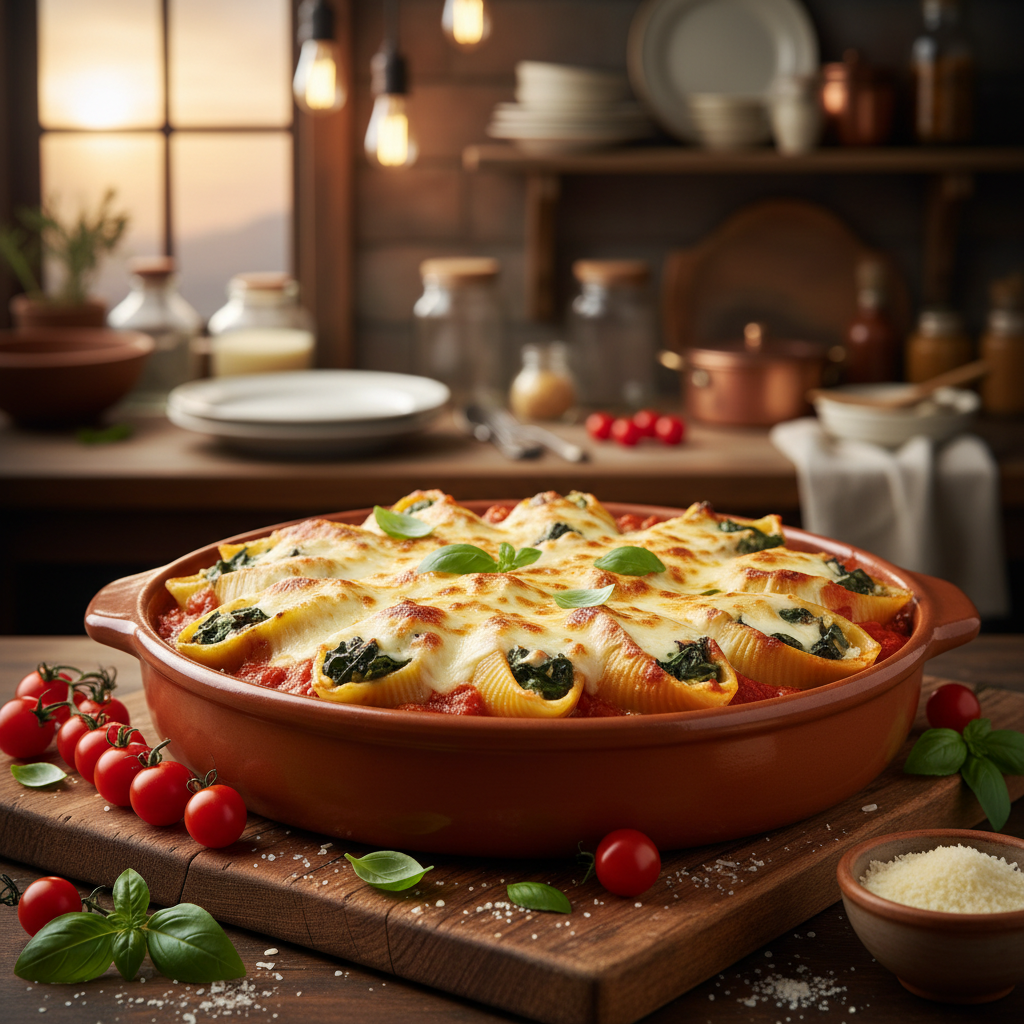 Spinach and Mushroom Stuffed Shells
