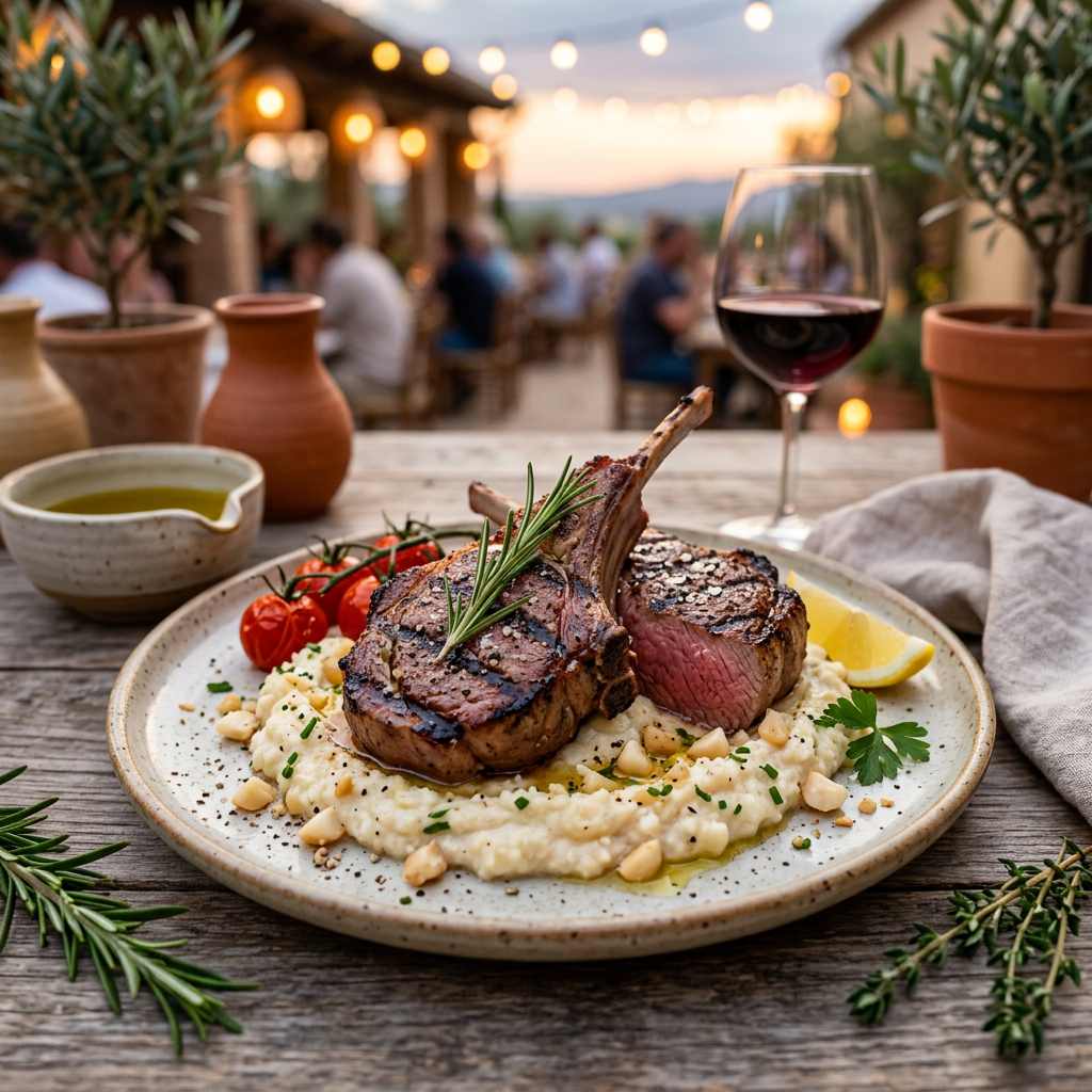 Grilled Lamb Chops with Cauliflower Mash and Rosemary