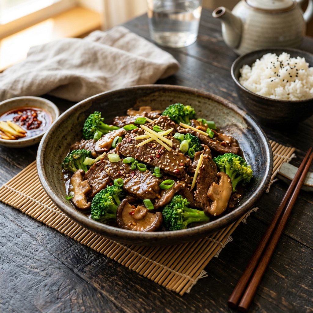 Beef & Broccoli Skillet with Ginger and Shiitake