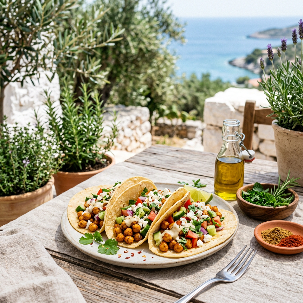 Mediterranean Chickpea Tacos
